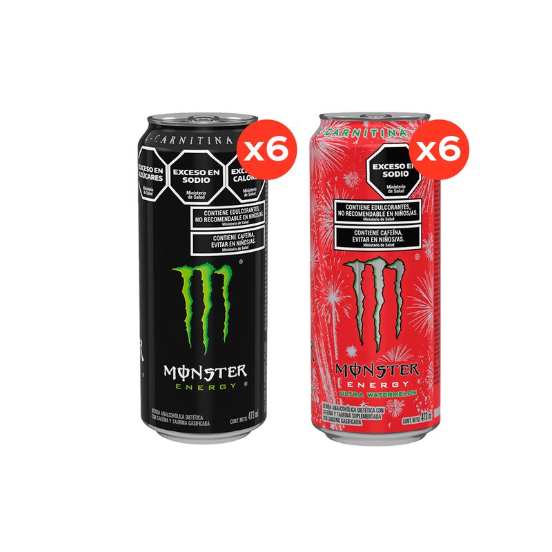 Monster-Green-473ml-x6---Monster-Ultra-Watermelon-473ml-x6-