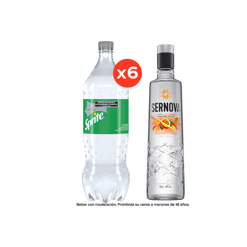 Sprite Zero 2,25L x6 + Vodka Sernova Tropical Passión 700ml x1 Andina