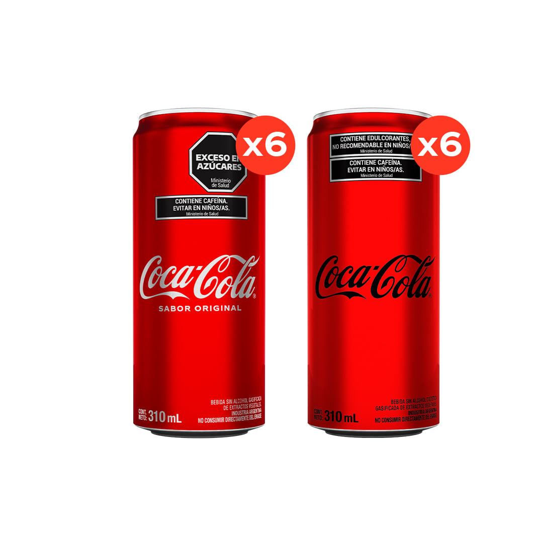 Coca Cola 310ml x6 + Coca Cola Zero 310ml x6 - Andina - Coca-Cola