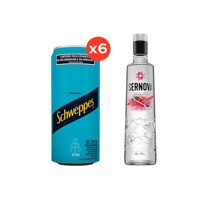 Schweppes-Pomelo-Zero-Lata-310ml-x6---Vodka-Sernova-Wild-Berries-700ml-x1