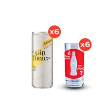 Schweppes Gin&Tónic 310ml x6 + Vasos Verano Coca–Cola 320ml x6