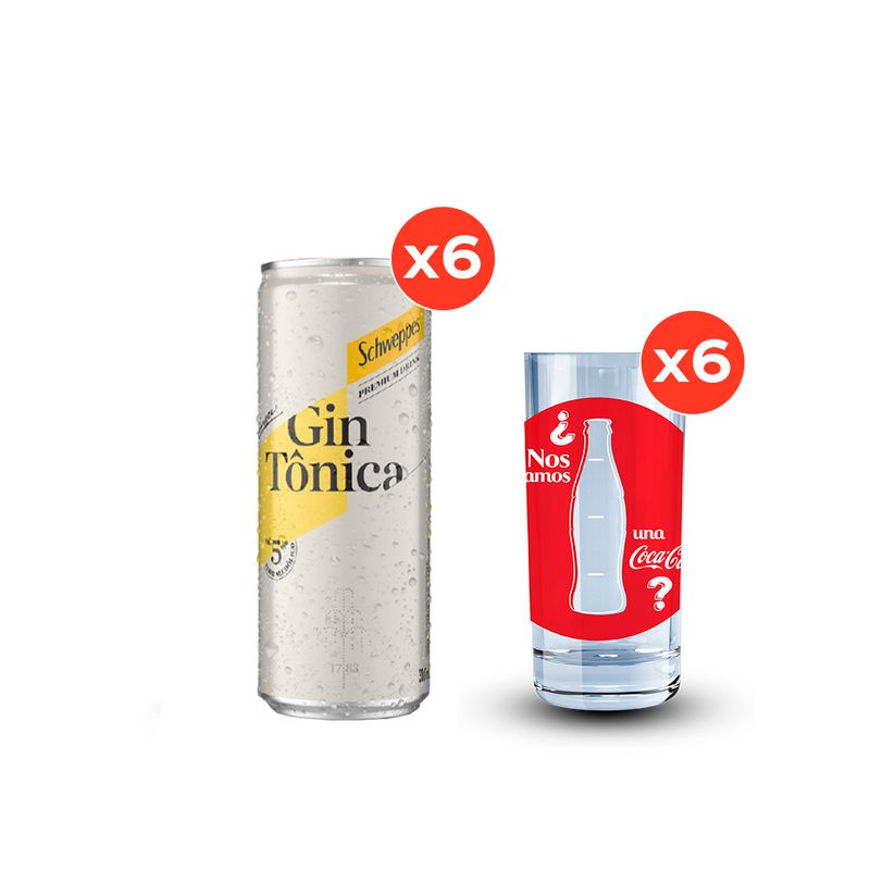 Schweppes-Gin-Tonic-310ml-x6---Vasos-Verano-Coca-Cola-320ml-x6