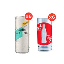Schweppes Vodka&Citrus 310X6 + Vasos Verano Coca Cola 320ml x6
