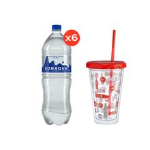 Bonaqua 1,5L Sin Gas x6 + Vaso Plastico 350ml