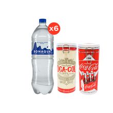 Bonaqua 1,5L Sin Gas x6 + Lata de Cocina Coca–Cola x2