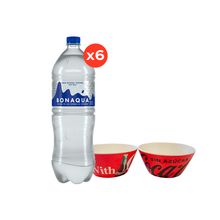 Bonaqua 1,5L Sin Gas x6 + Fibre Bowl Coca–Cola x2