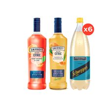 Smirnoff Orange&Lime 700ml + Smirnoff Tangerine & Lemongrass 700ml + Schweppes Pomelo 1,5Lx6