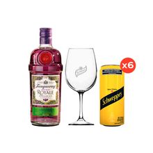 Tanqueray Royale 700ml + copa Gin + Schweppes tónica 310mlx6