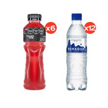 Powerade Frutas Tropicales 500ml x6 + Bonaqua Sin Gas 500ml x12