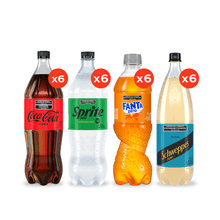 Coca–Cola Zero 1,5L x6 + Sprite Zero 1,5L x6 + Fanta Zero 1,5L x6 + Schweppes Zero 1,5L x6